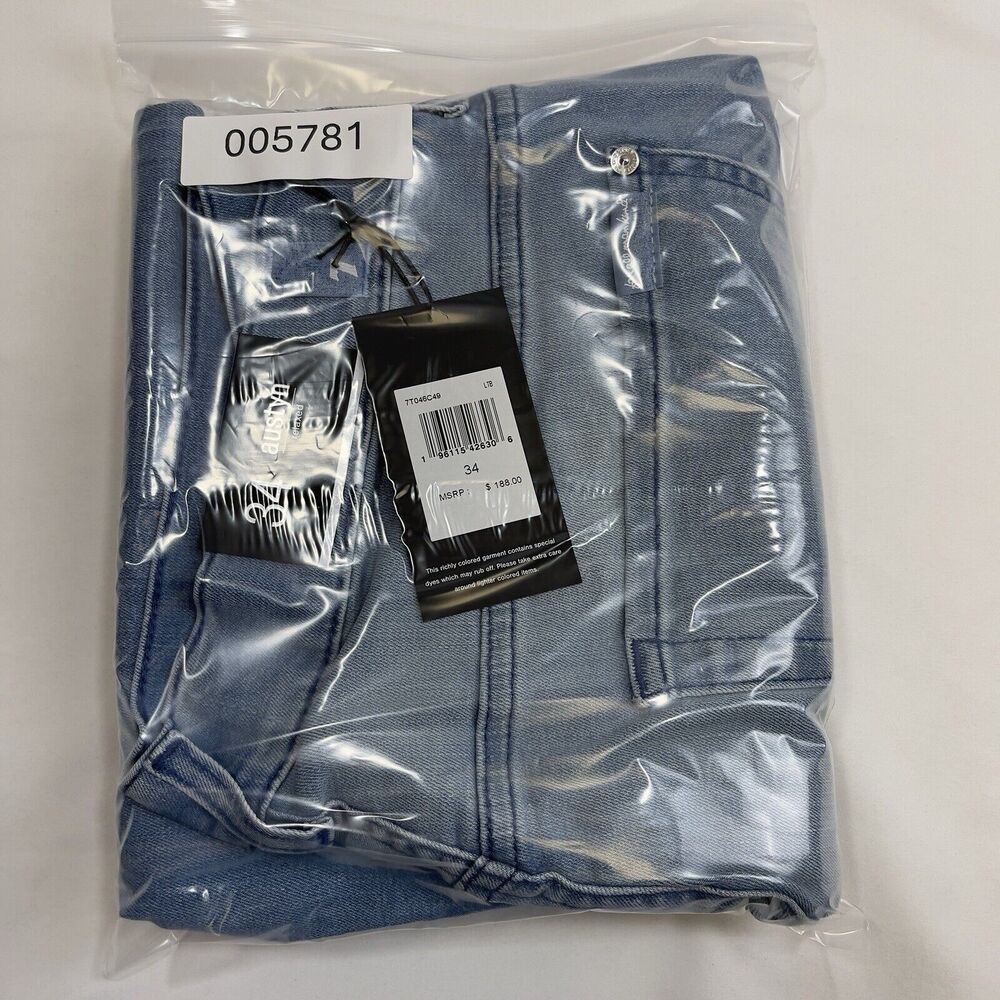 7 for All Mankind Austyn Relaxed Jeans Men's 34 Bay Blue Denim Straight Stretch - Picture 12 of 12